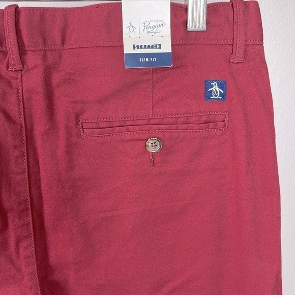 Original Penguin Chino Stretch Slim Fit Trousers Cabernet Men’s 32x32 - Picture 6 of 9